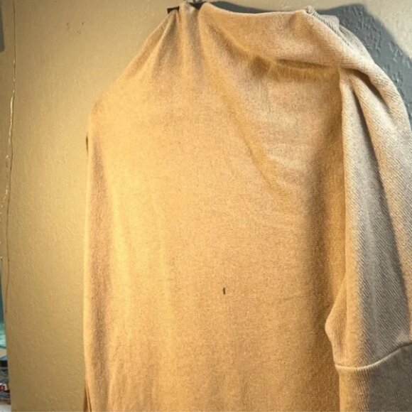 CBR Beige Tan Wide Cowl Neck Sweater Size Medium Scoop Minimalist Casual - Picture 8 of 9